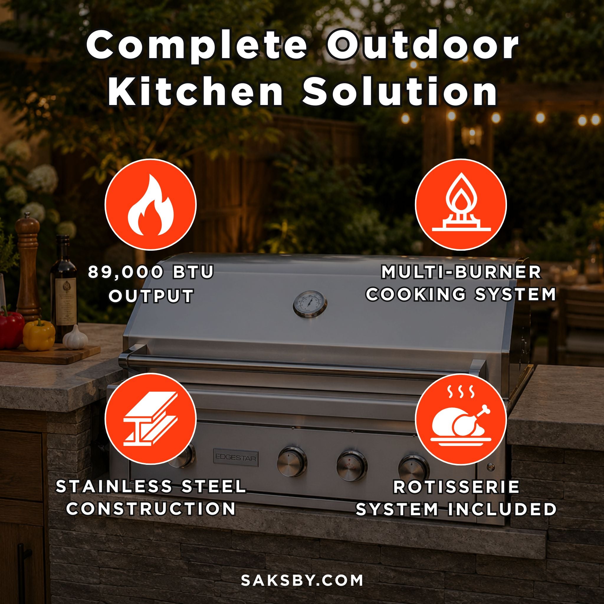 Edgestar 89K BTU 42-Inch Built-In Grill With Rotisserie And LED Lighting (SAK17368) – SAKSBY WHOLESALE, view 5