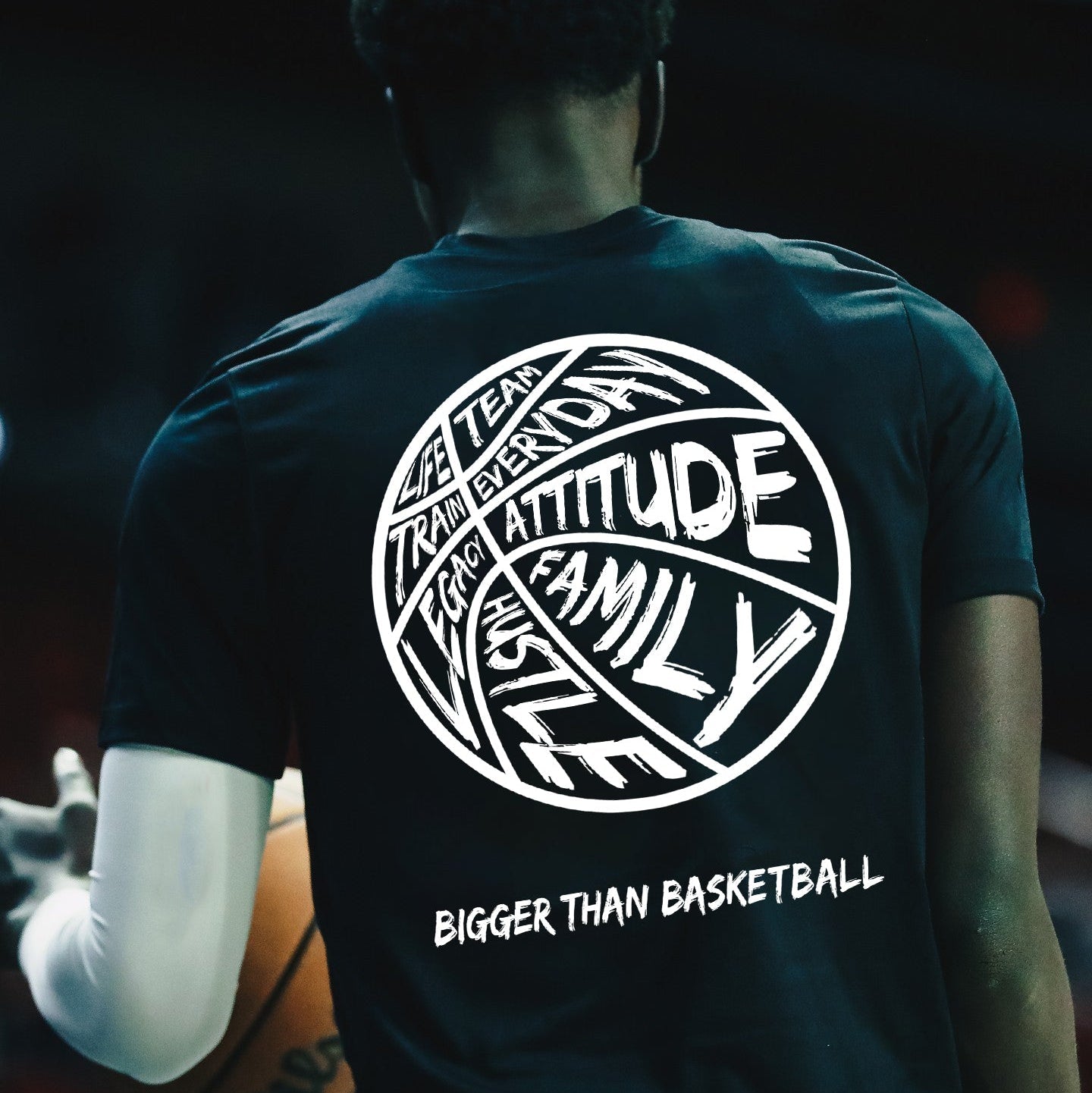 Bigger Than Basketball Bigger Than Basketball - T-Shirt - Black — Bigger Than Basketball branding close-up