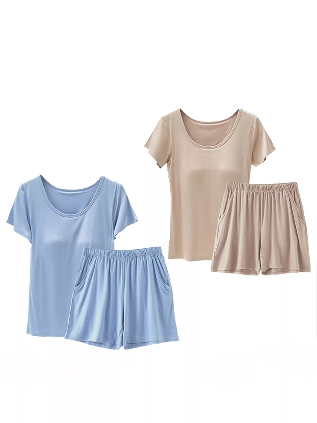 Plus Size Padded Modal Short Sleeve T-Shirt and Shorts Set