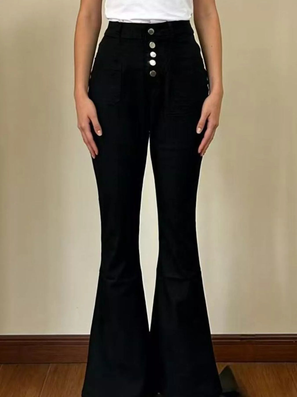 Full Size High-Waisted Button-Fly Flare Jeans Plus Size