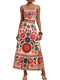 Floral Print Crop Top and Skirt Set