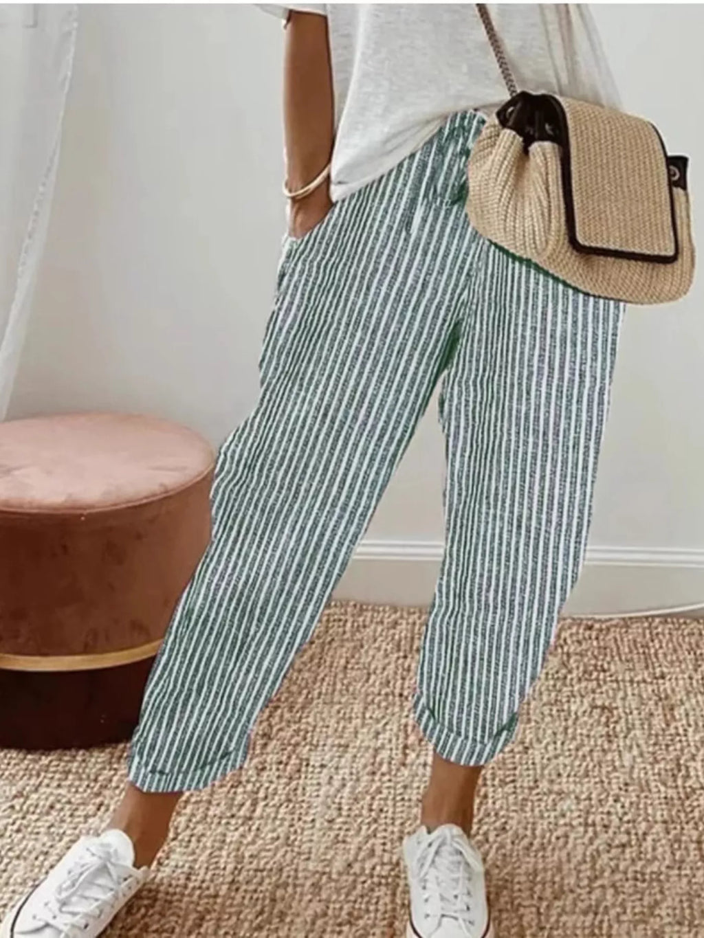 Striped Cropped Pants