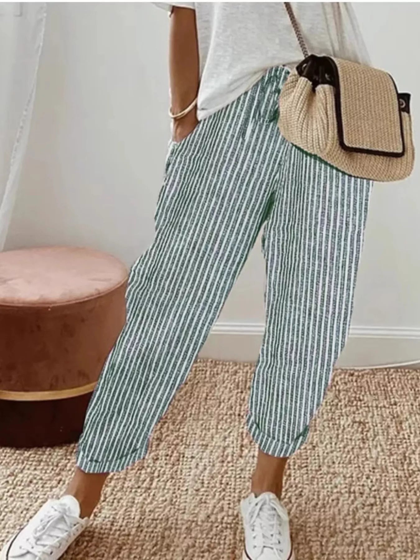 Striped Cropped Pants