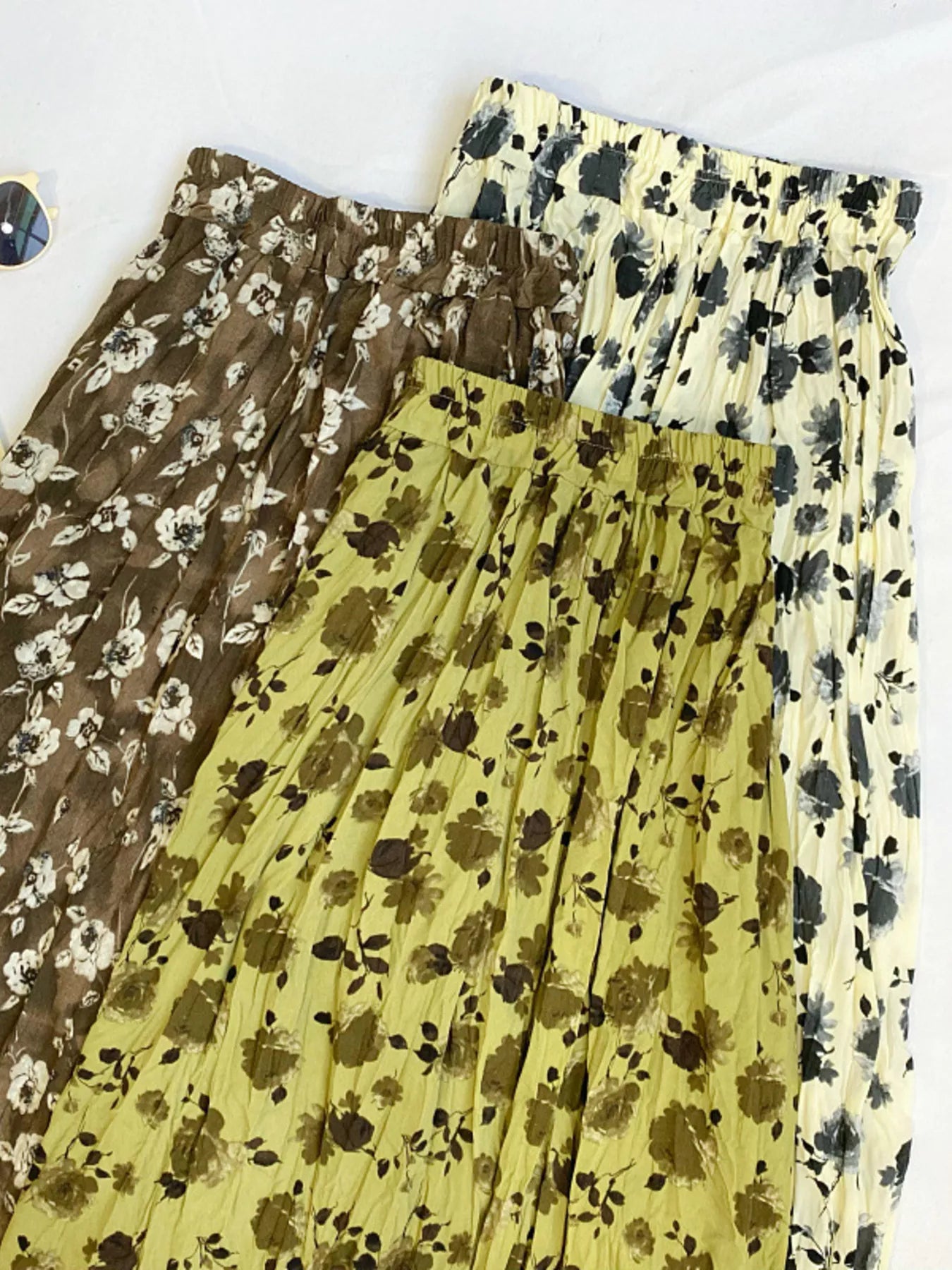 Floral Print Elastic Waist Midi Skirt