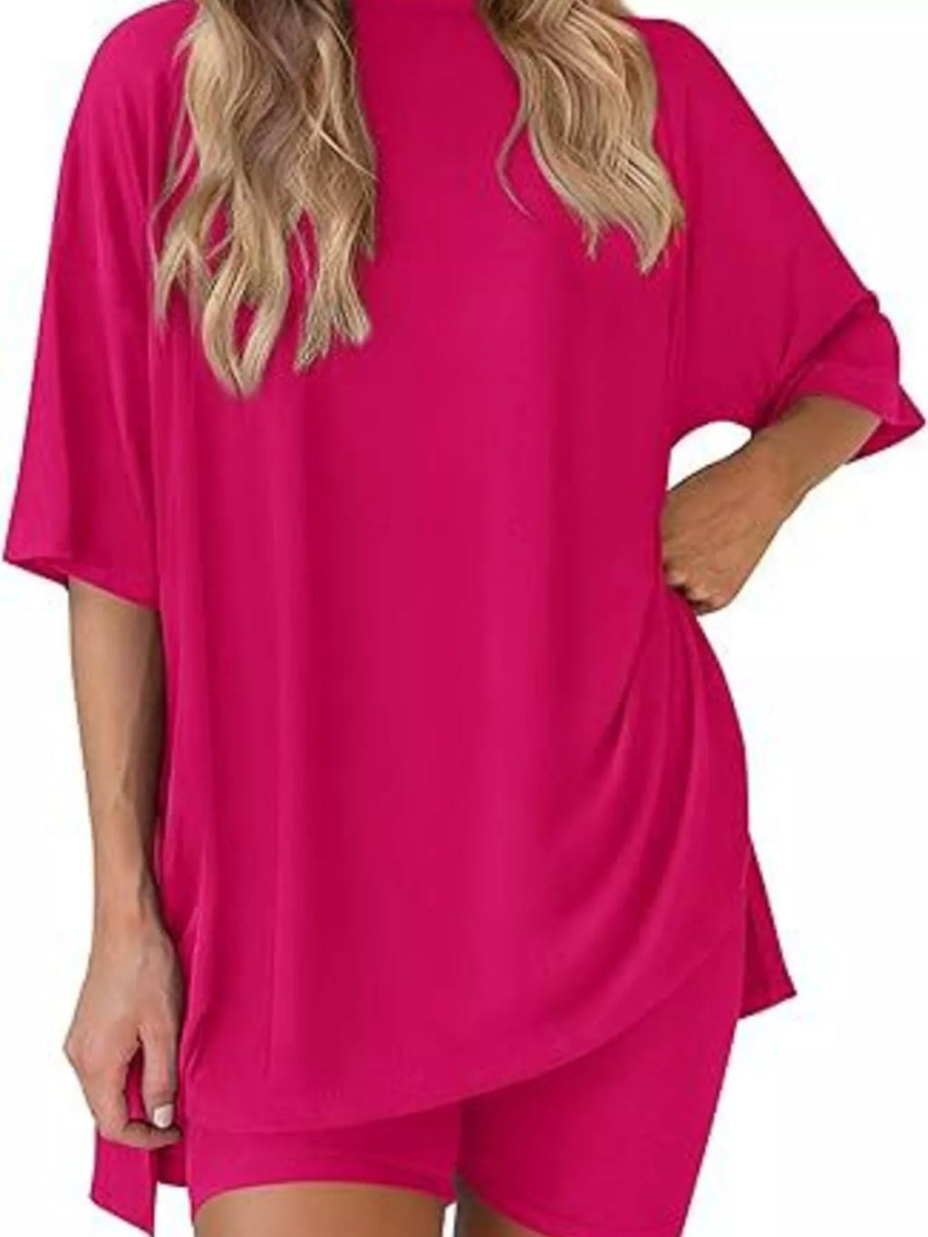 Full Size Half Sleeve T-Shirt and Shorts Set Plus Size
