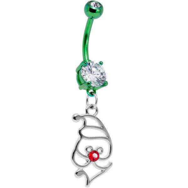 BodyCandy Green Red Nosed Santa Holiday Belly Ring Made with Crystals — main product shot