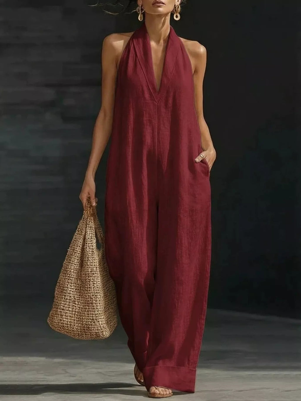 Halter Neck Wide-Leg Jumpsuit