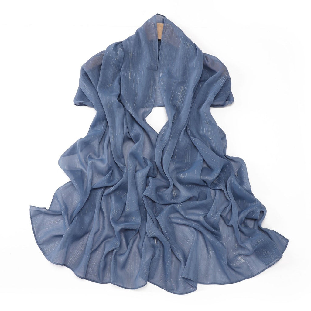 Mariam's Collection Effortless Grace Scarf Silver Crinkle Chiffon Hijab (MH153) — detail close-up