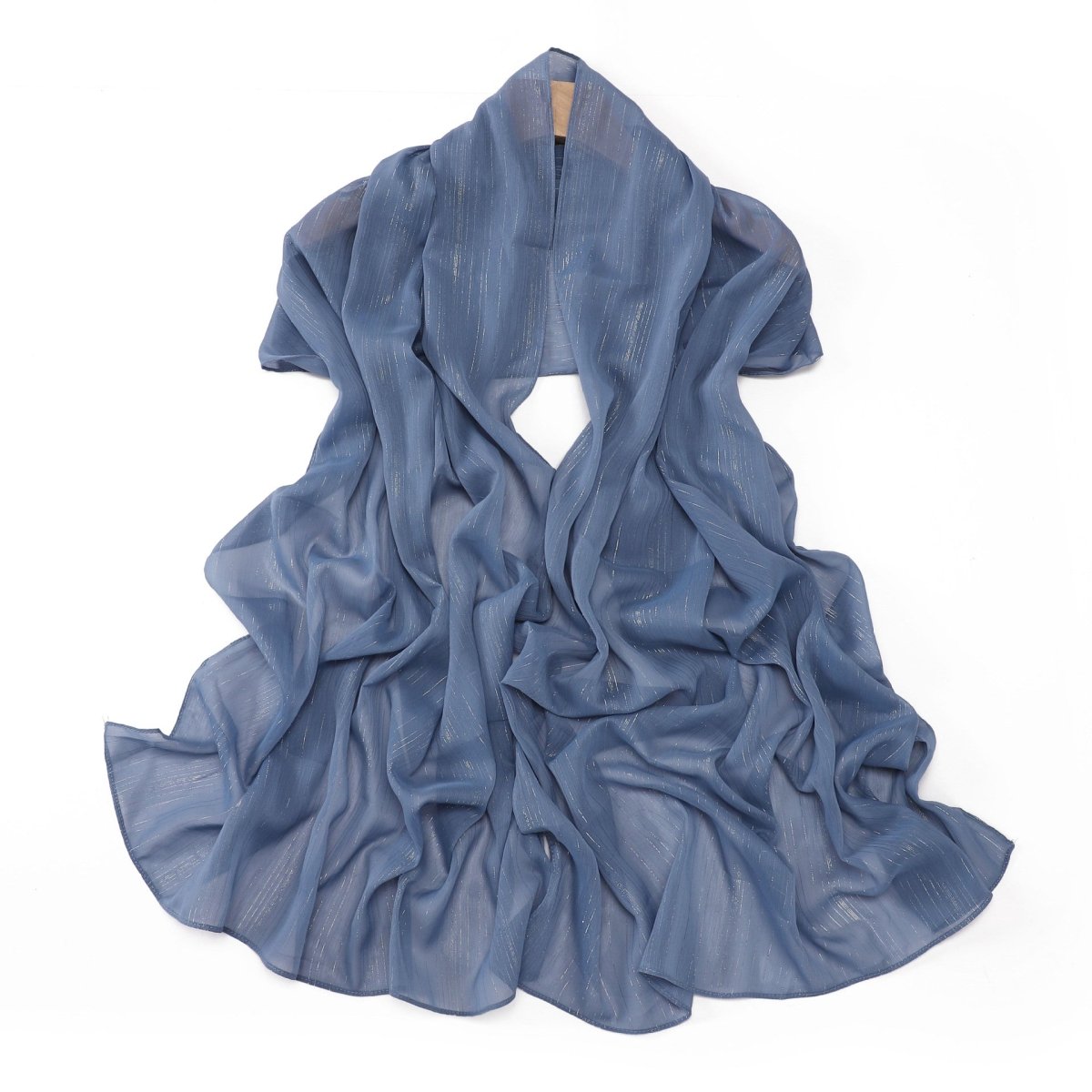 Mariam's Collection Effortless Grace Scarf Silver Crinkle Chiffon Hijab (MH153) — detail close-up