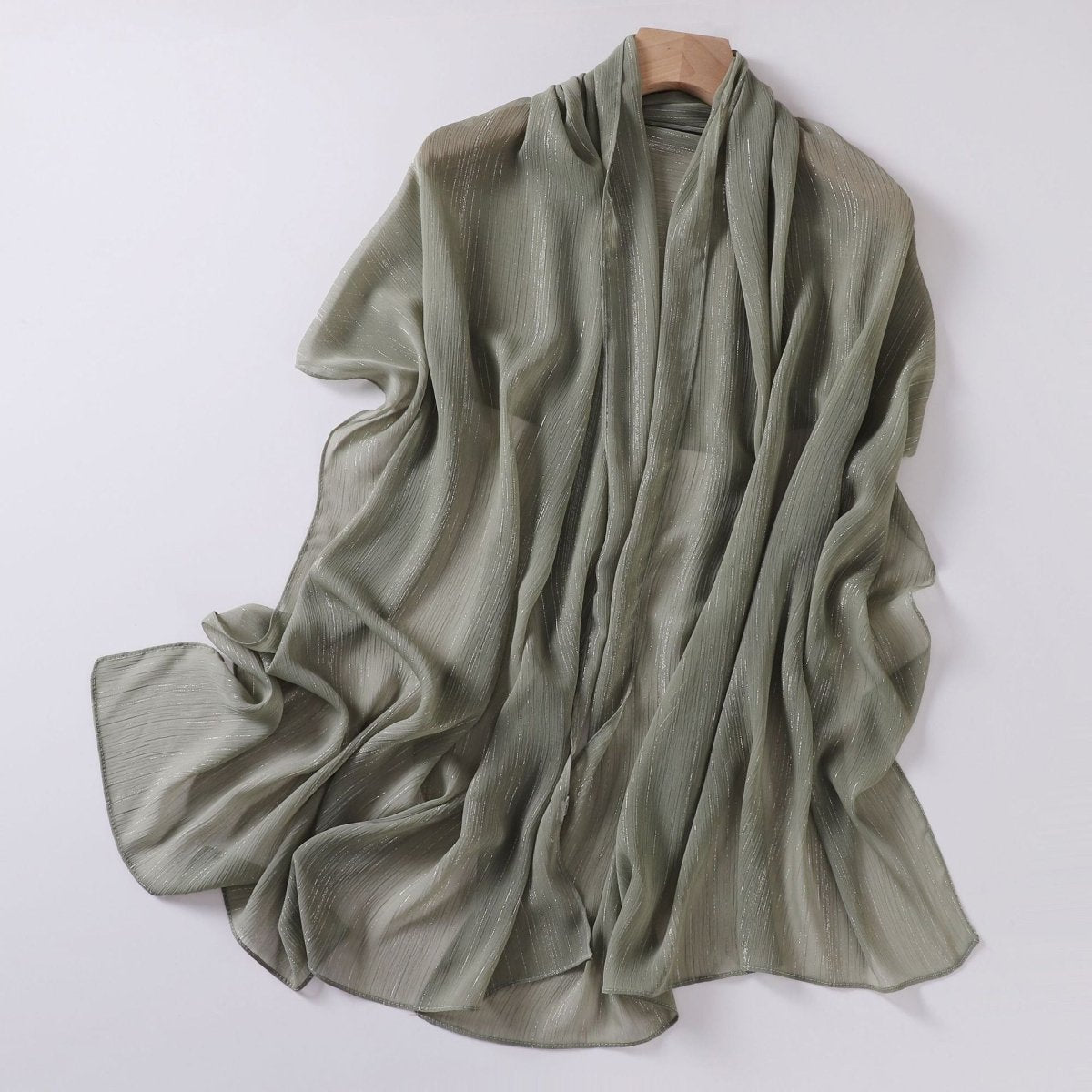 Mariam's Collection Effortless Grace Scarf Silver Crinkle Chiffon Hijab (MH153) — comparison shot