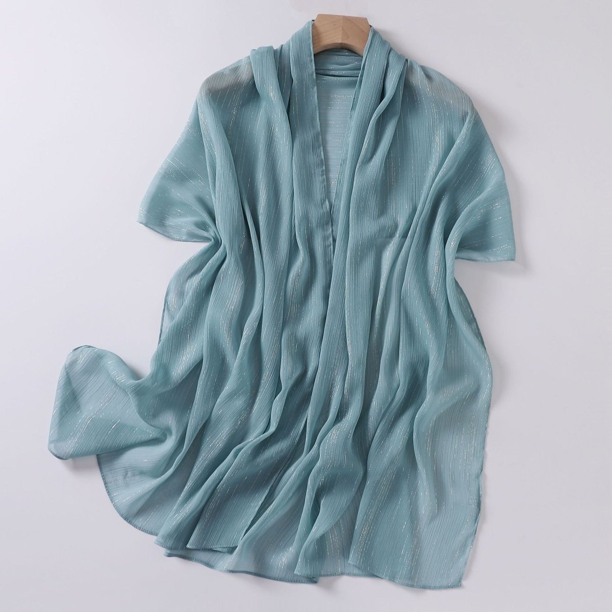 Mariam's Collection Effortless Grace Scarf Silver Crinkle Chiffon Hijab (MH153) — detail shot 10