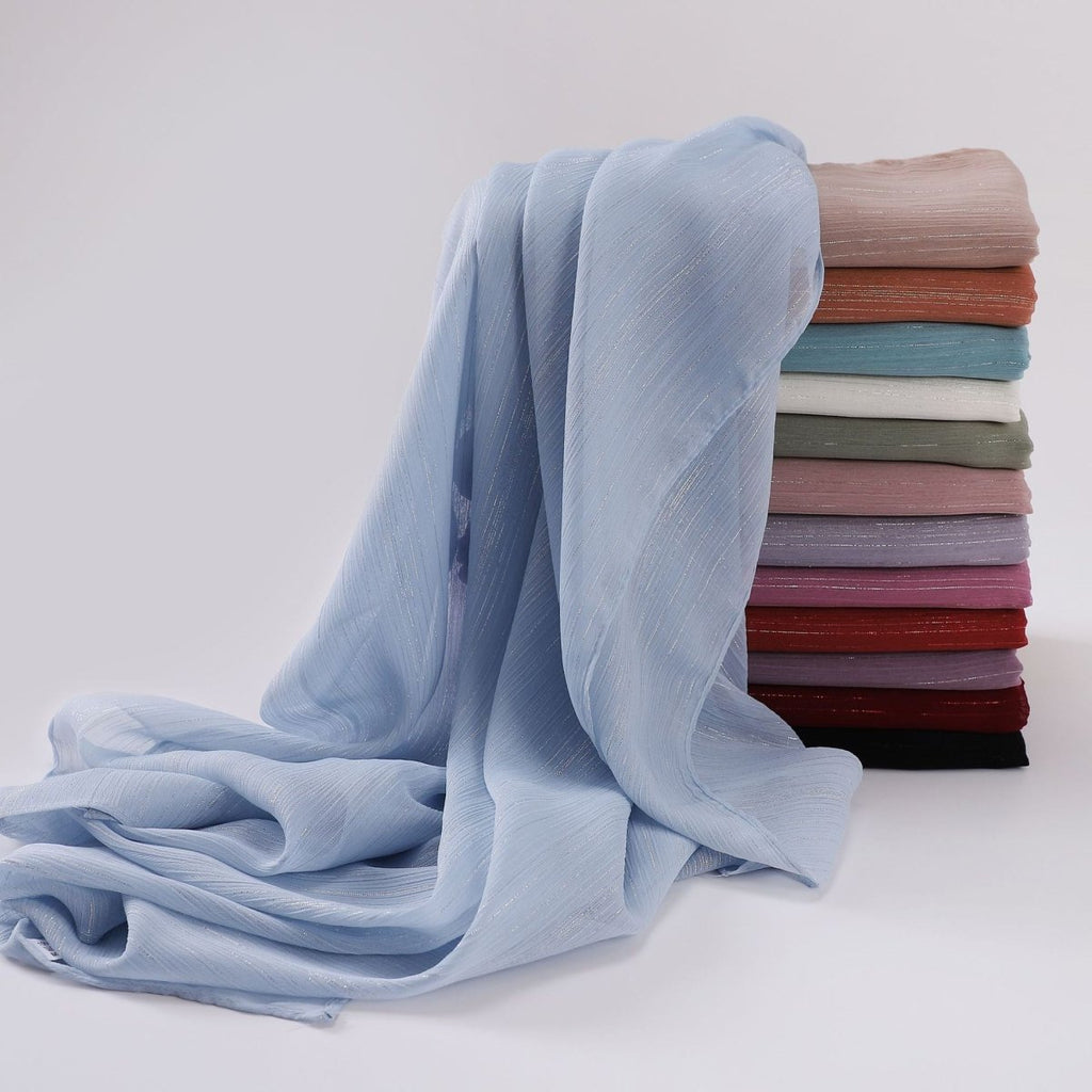 Mariam's Collection Effortless Grace Scarf Silver Crinkle Chiffon Hijab (MH153) — product category context