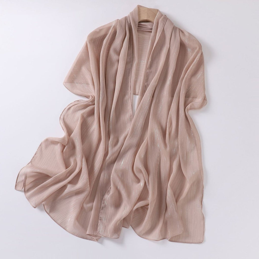 Mariam's Collection Effortless Grace Scarf Silver Crinkle Chiffon Hijab (MH153) — lifestyle worn / used context