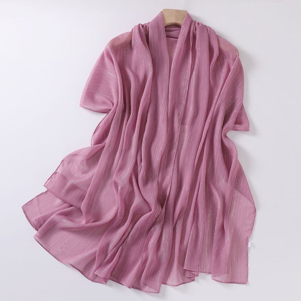 Mariam's Collection Effortless Grace Scarf Silver Crinkle Chiffon Hijab (MH153) — fabric or material detail