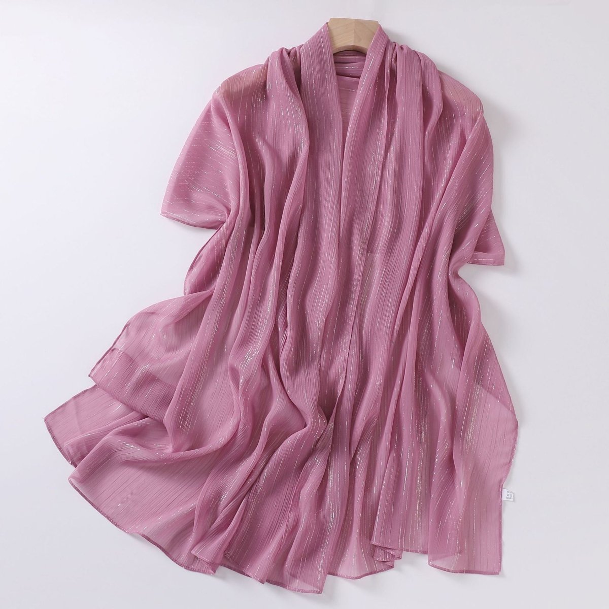 Mariam's Collection Effortless Grace Scarf Silver Crinkle Chiffon Hijab (MH153) — fabric or material detail