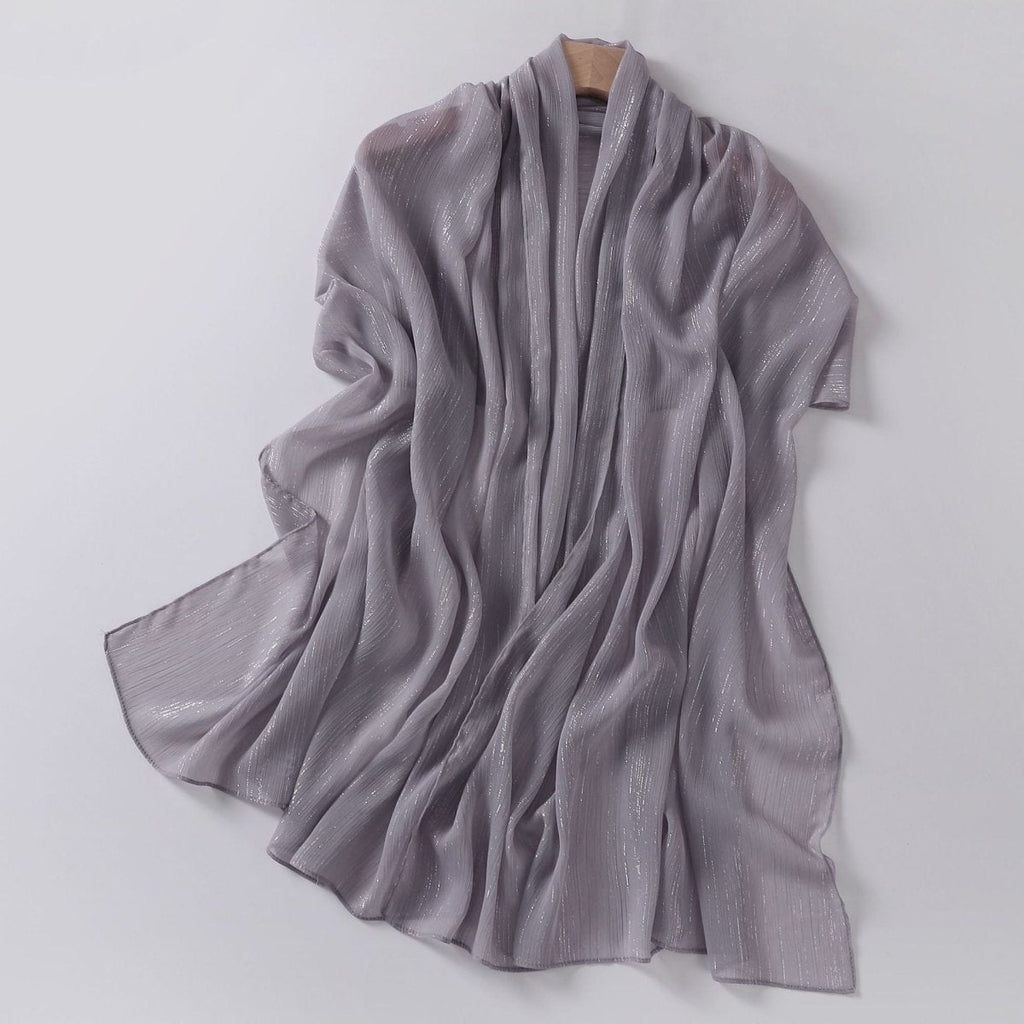 Mariam's Collection Effortless Grace Scarf Silver Crinkle Chiffon Hijab (MH153) — detail shot 8