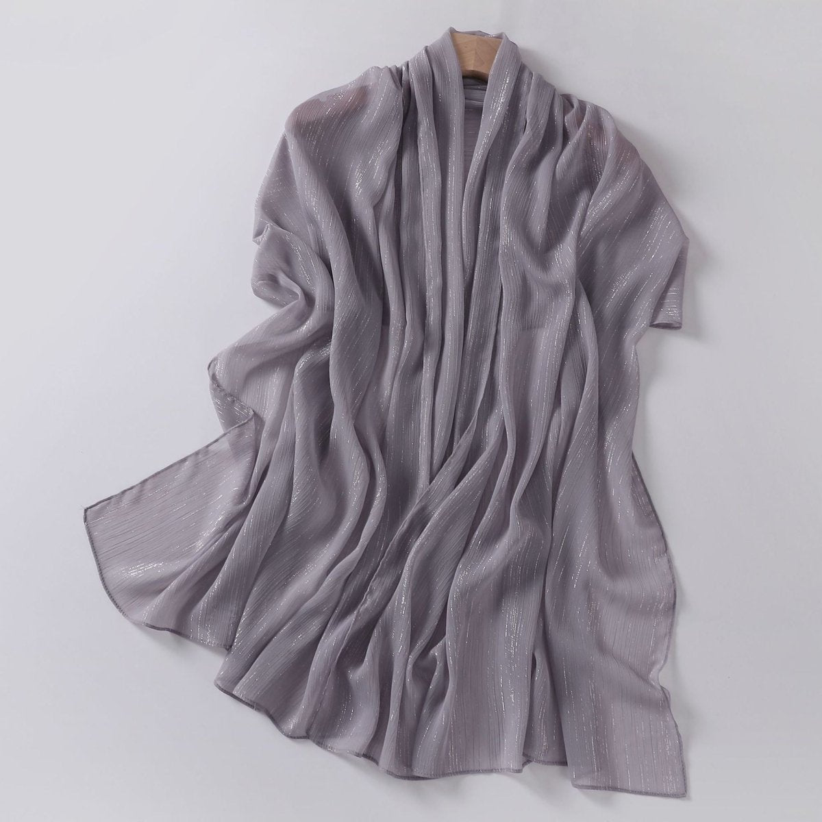 Mariam's Collection Effortless Grace Scarf Silver Crinkle Chiffon Hijab (MH153) — detail shot 8