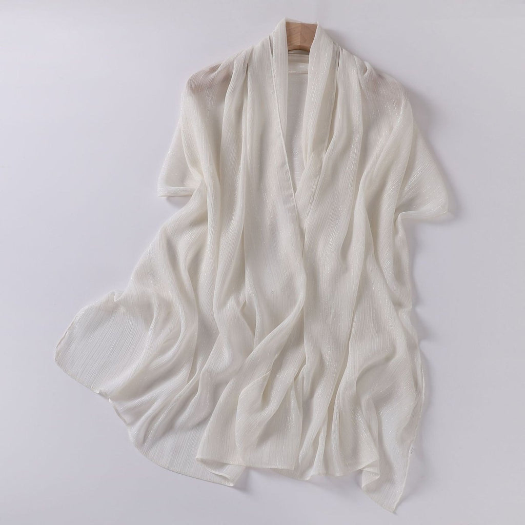 Mariam's Collection Effortless Grace Scarf Silver Crinkle Chiffon Hijab (MH153) — detail shot 7