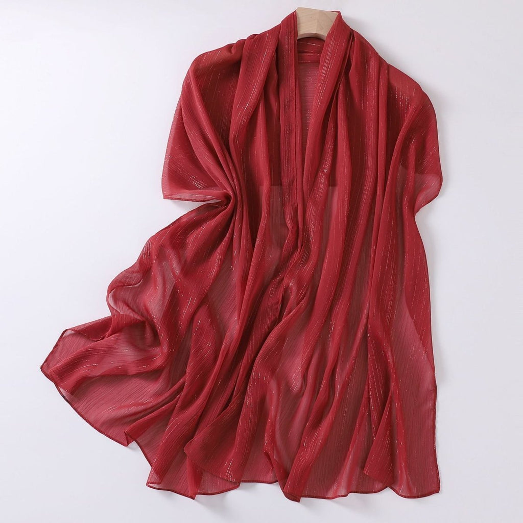 Mariam's Collection Effortless Grace Scarf Silver Crinkle Chiffon Hijab (MH153) — feature highlight