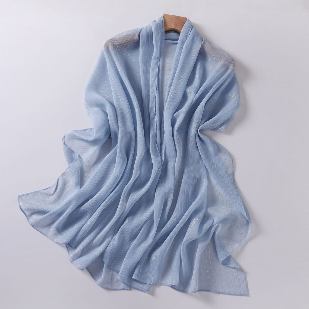 Mariam's Collection Effortless Grace Scarf Silver Crinkle Chiffon Hijab (MH153) — detail shot 6