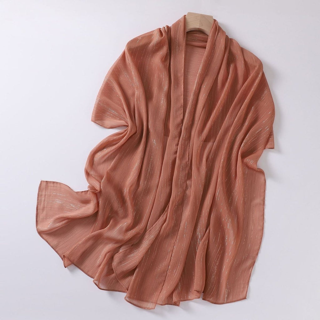 Mariam's Collection Effortless Grace Scarf Silver Crinkle Chiffon Hijab (MH153) — flat-lay composition