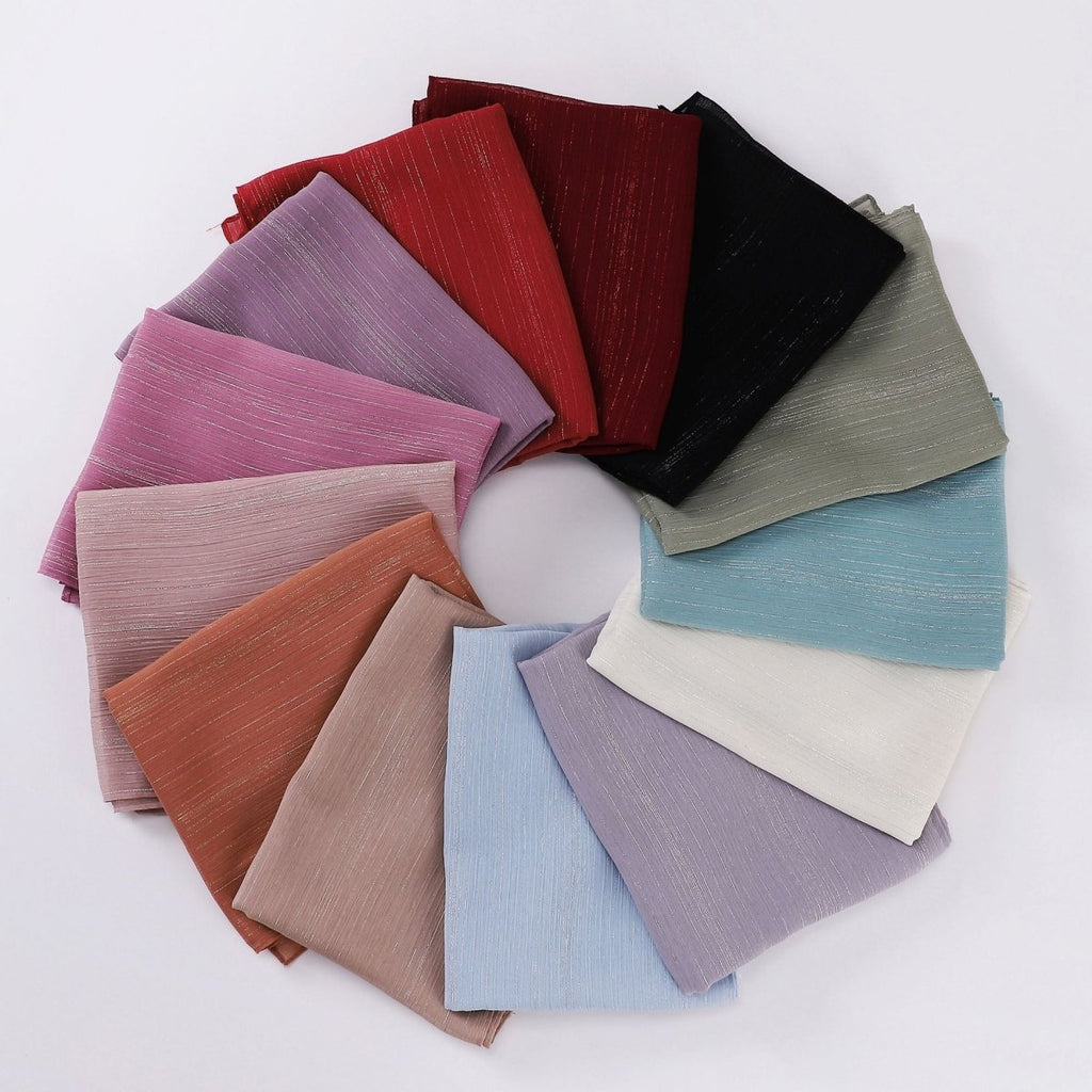 Mariam's Collection Effortless Grace Scarf Silver Crinkle Chiffon Hijab (MH153) — back view