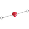 BodyCandy 14G Red Glitter Heart Industrial Barbell 38mm — main product shot