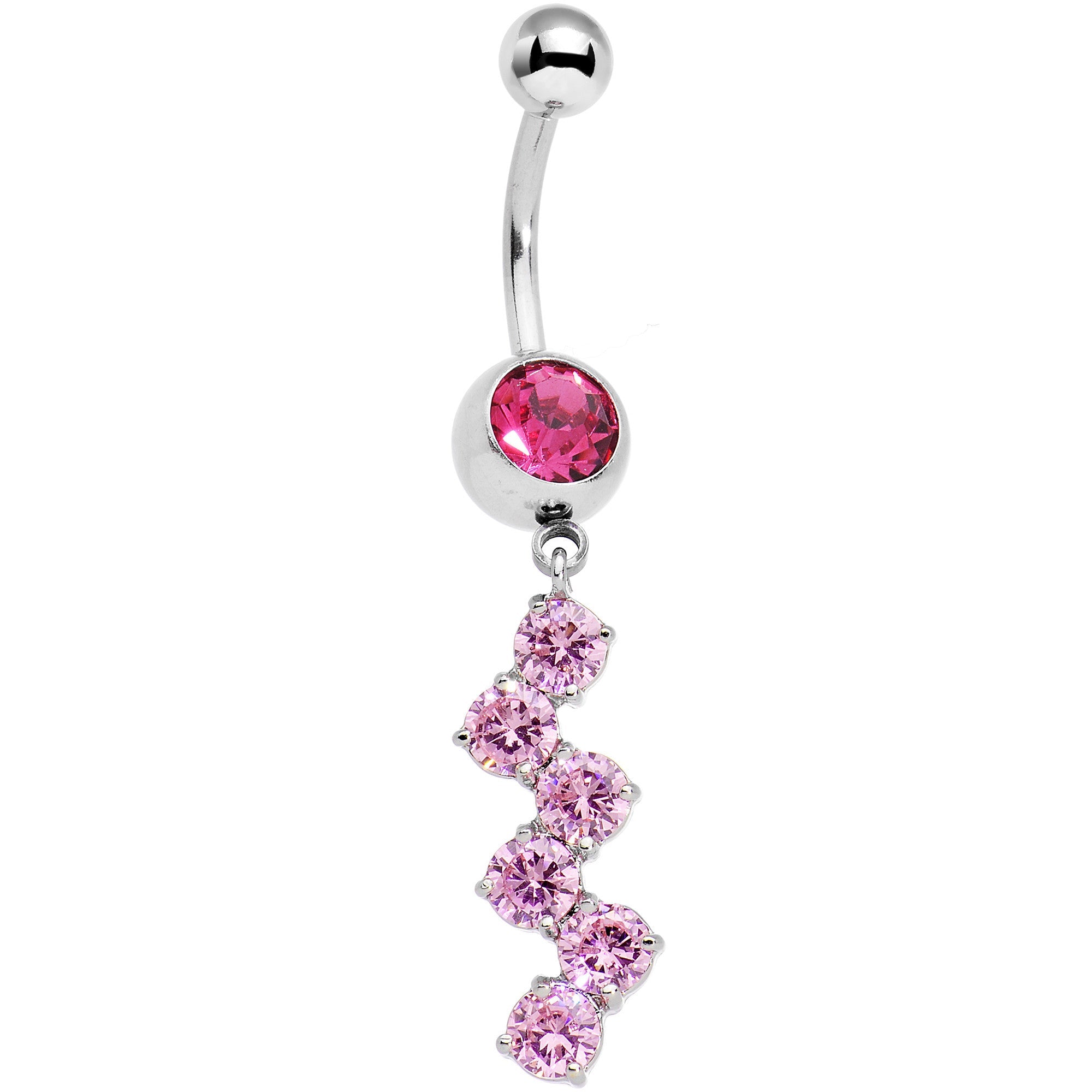 BodyCandy Pink Gem Zig Zag Dangle Belly Ring — main product shot