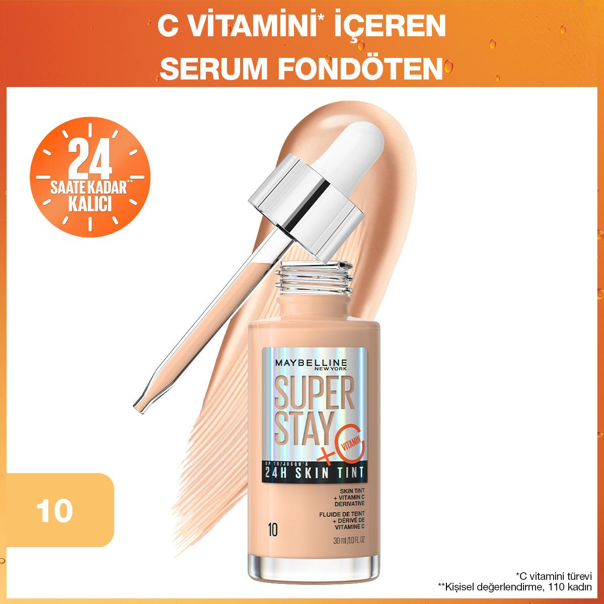 Maybelline New York Super Stay Vitamin C Skin Tint Foundation: Long Lasting, Light Coverage, Radiant, Natural Finish