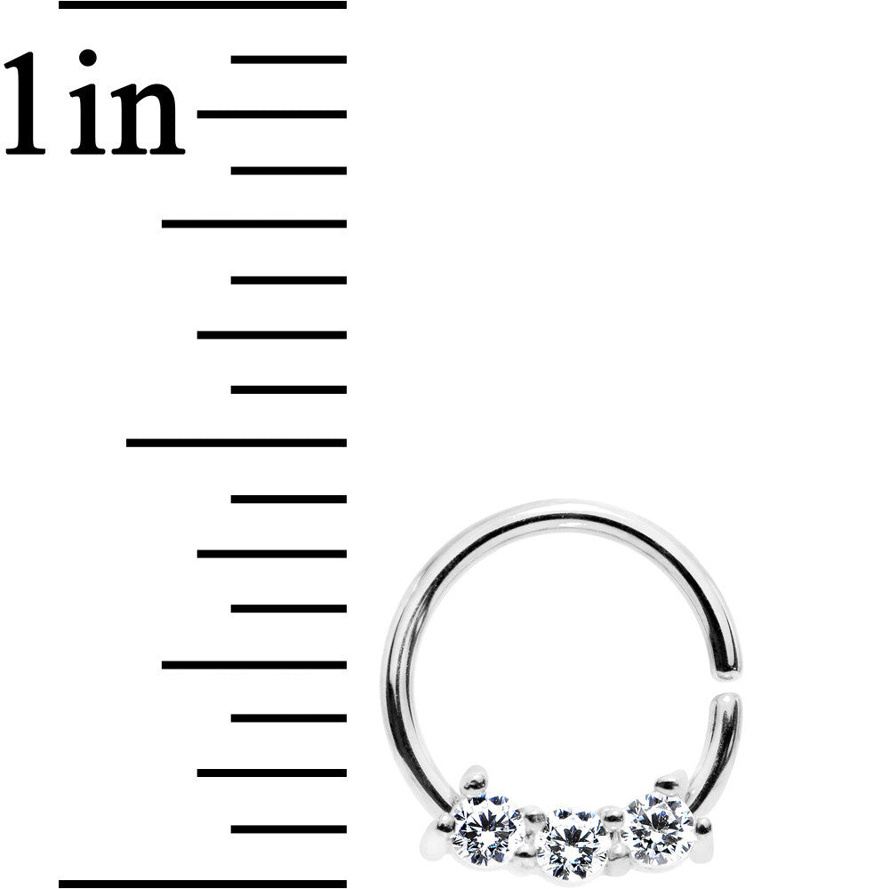 BodyCandy 18G 5/16 Clear Cubic Zirconia Stainless Steel Circular Ring — detail close-up