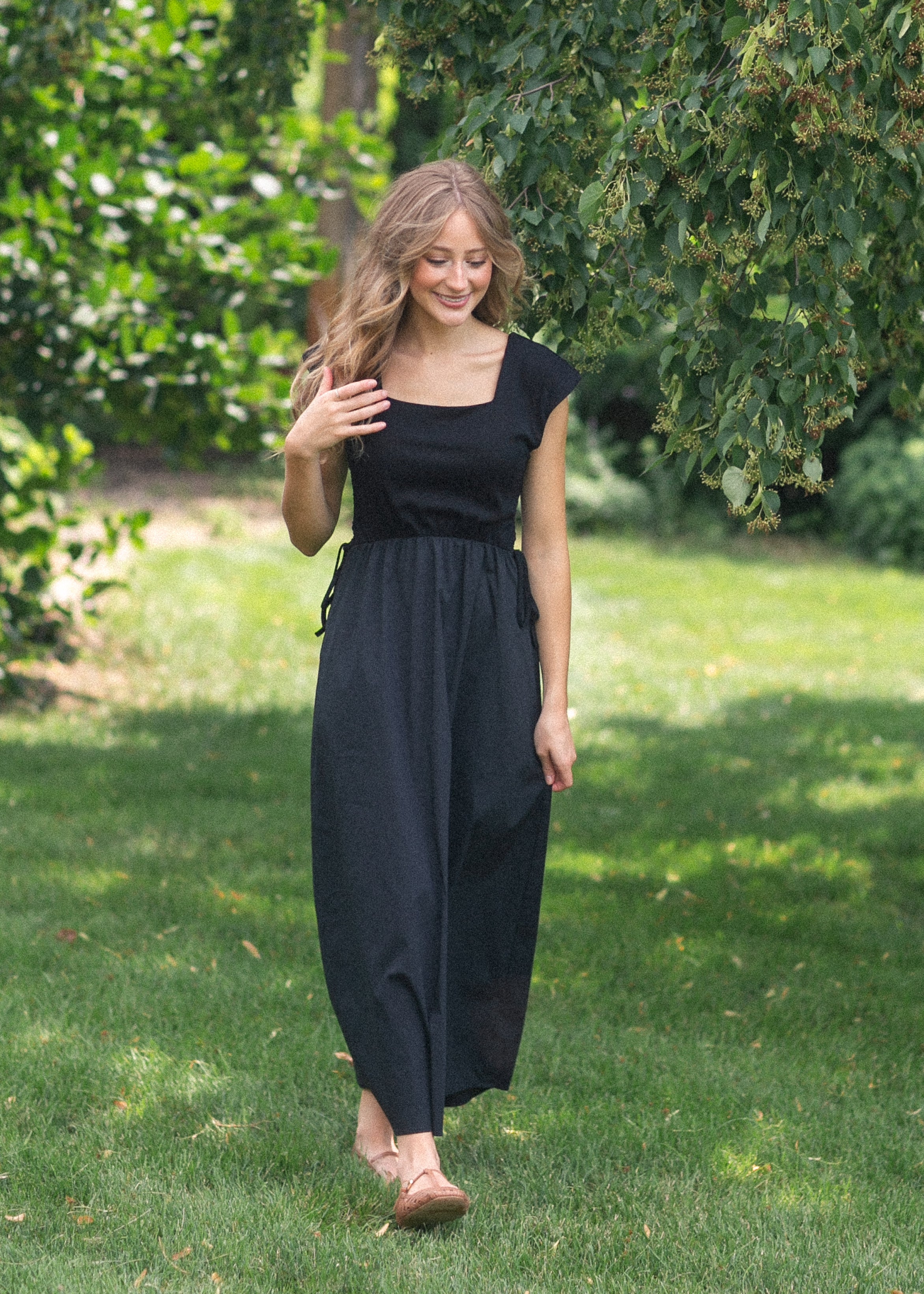 Inherit Co. Eleanor Black A-line Maxi Dress — in-use photo
