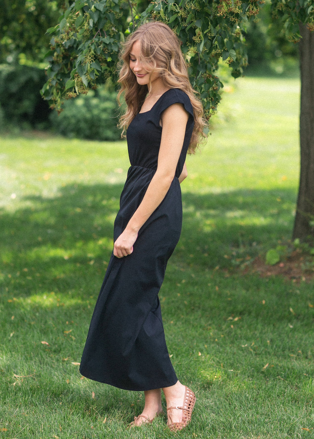 Inherit Co. Eleanor Black A-line Maxi Dress — color detail