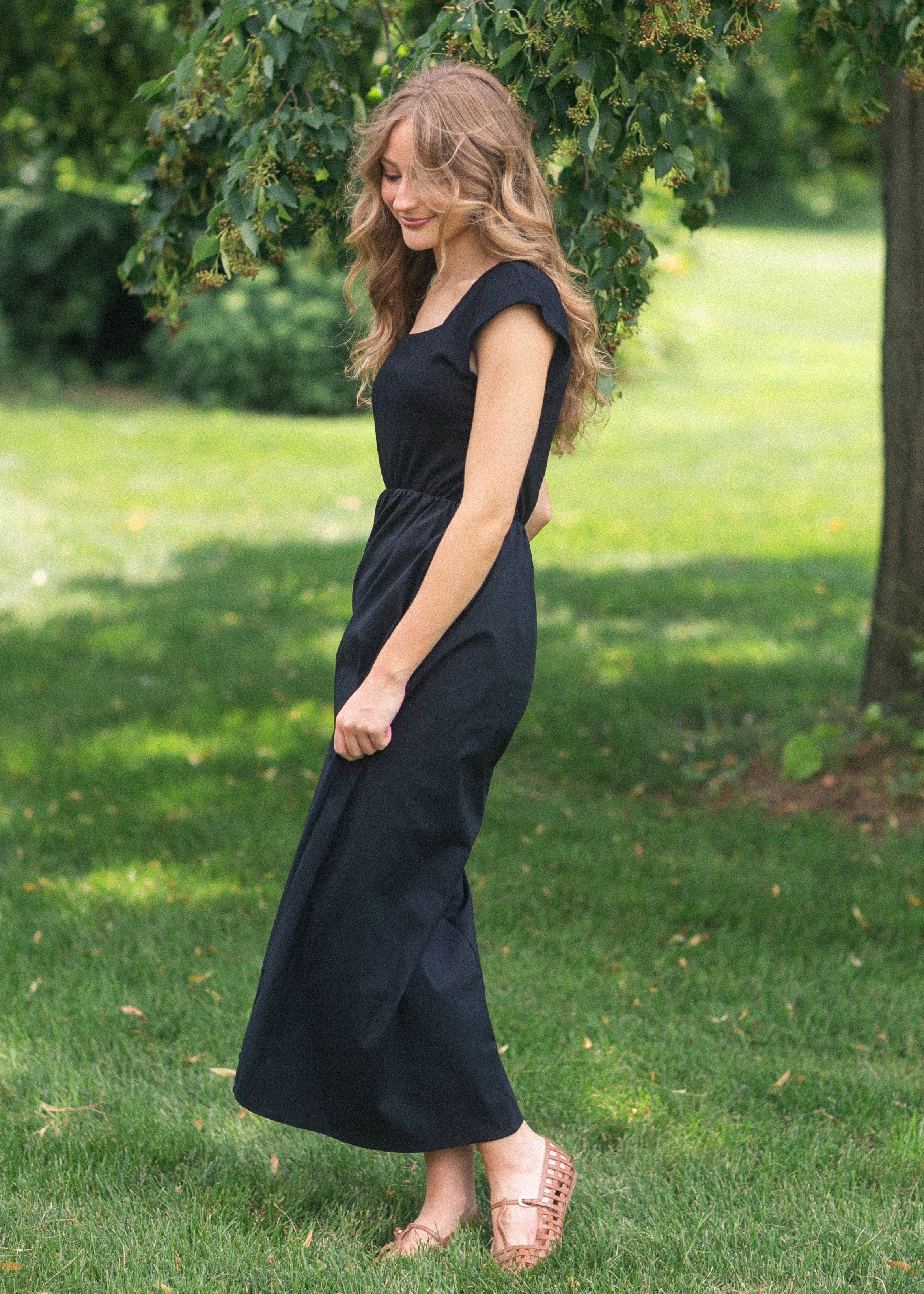 Inherit Co. Eleanor Black A-line Maxi Dress — color detail