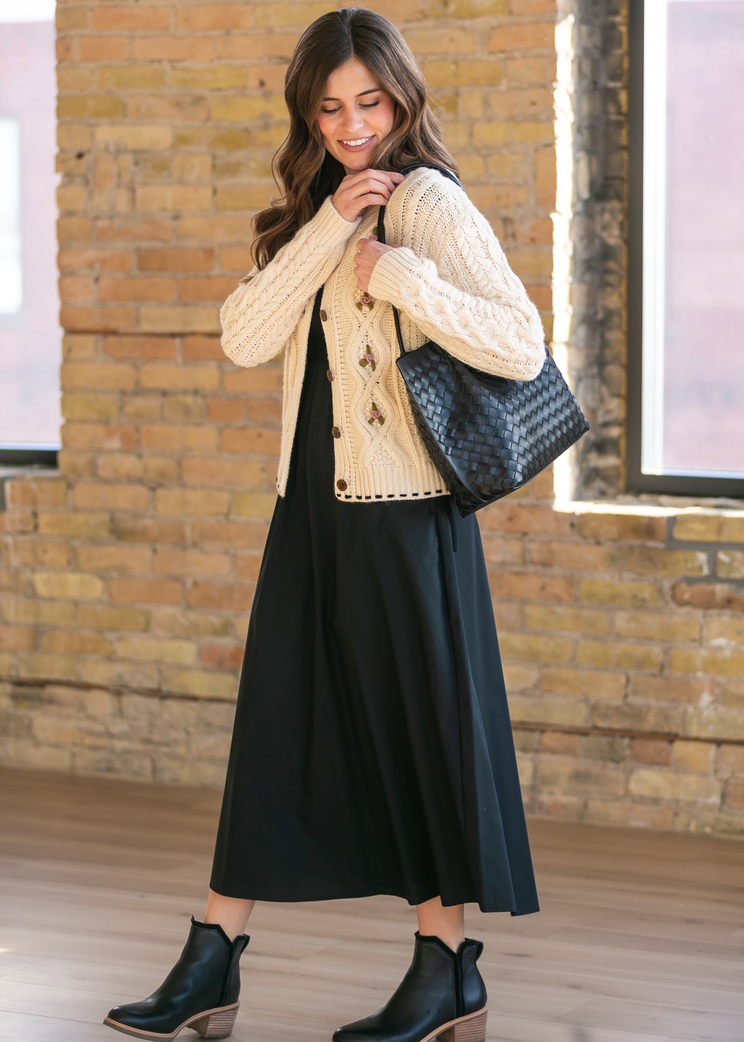 Inherit Co. Eleanor Black A-line Maxi Dress — back view