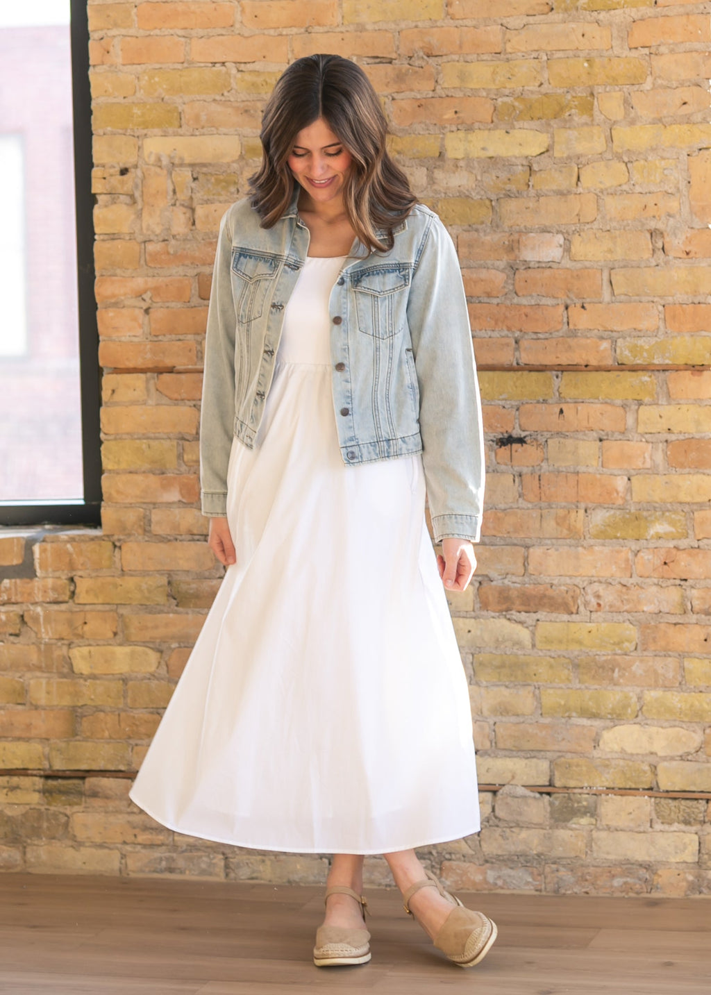 Inherit Co. Eleanor White A-line Maxi Dress — color detail