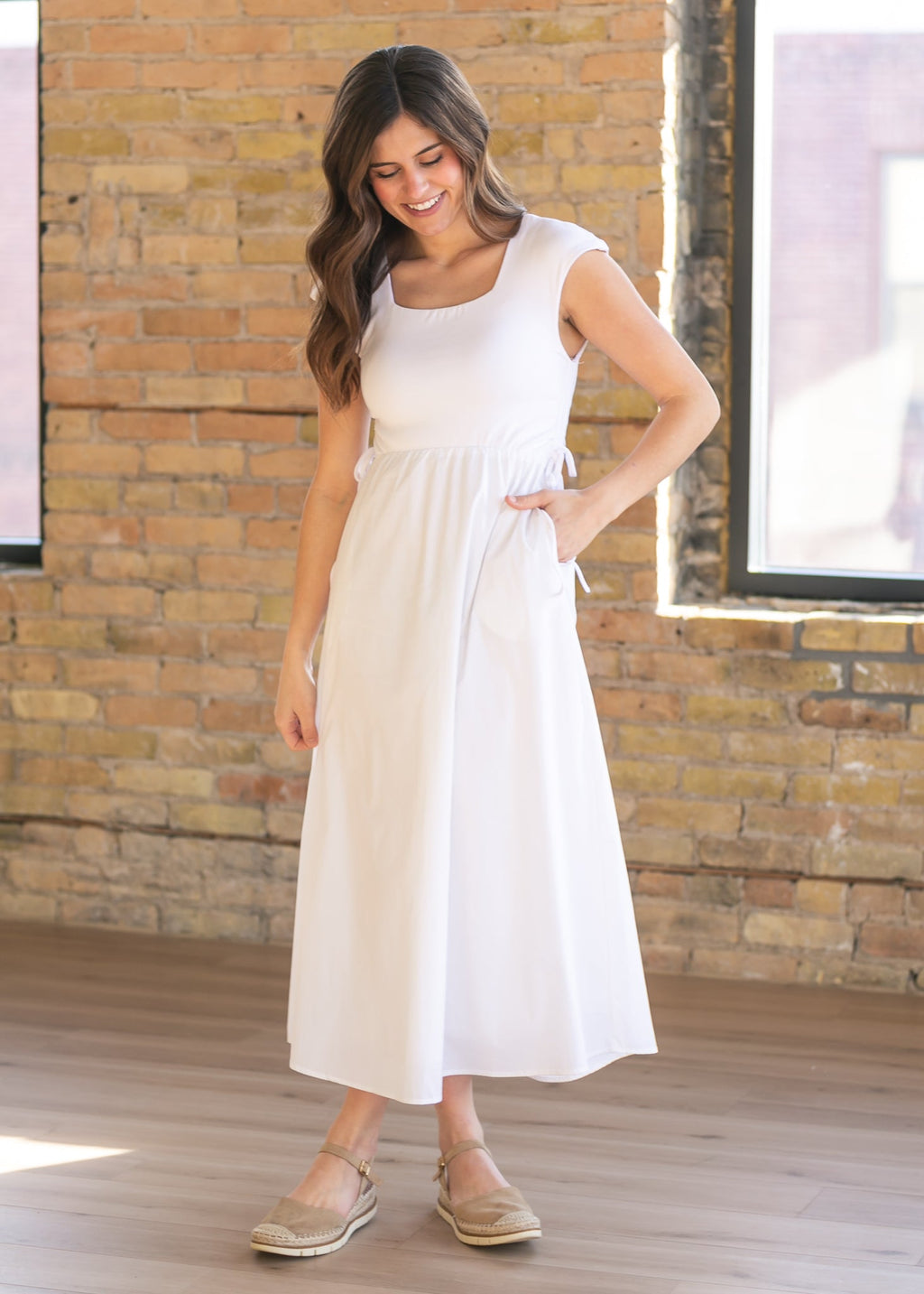 Inherit Co. Eleanor White A-line Maxi Dress — main product shot