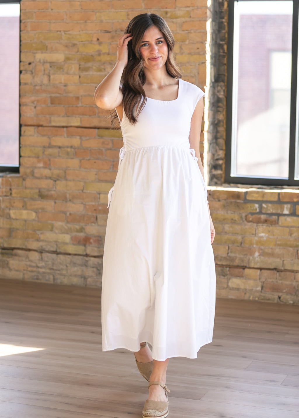 Inherit Co. Eleanor White A-line Maxi Dress — back view