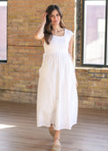 Inherit Co. Eleanor White A-line Maxi Dress — back view