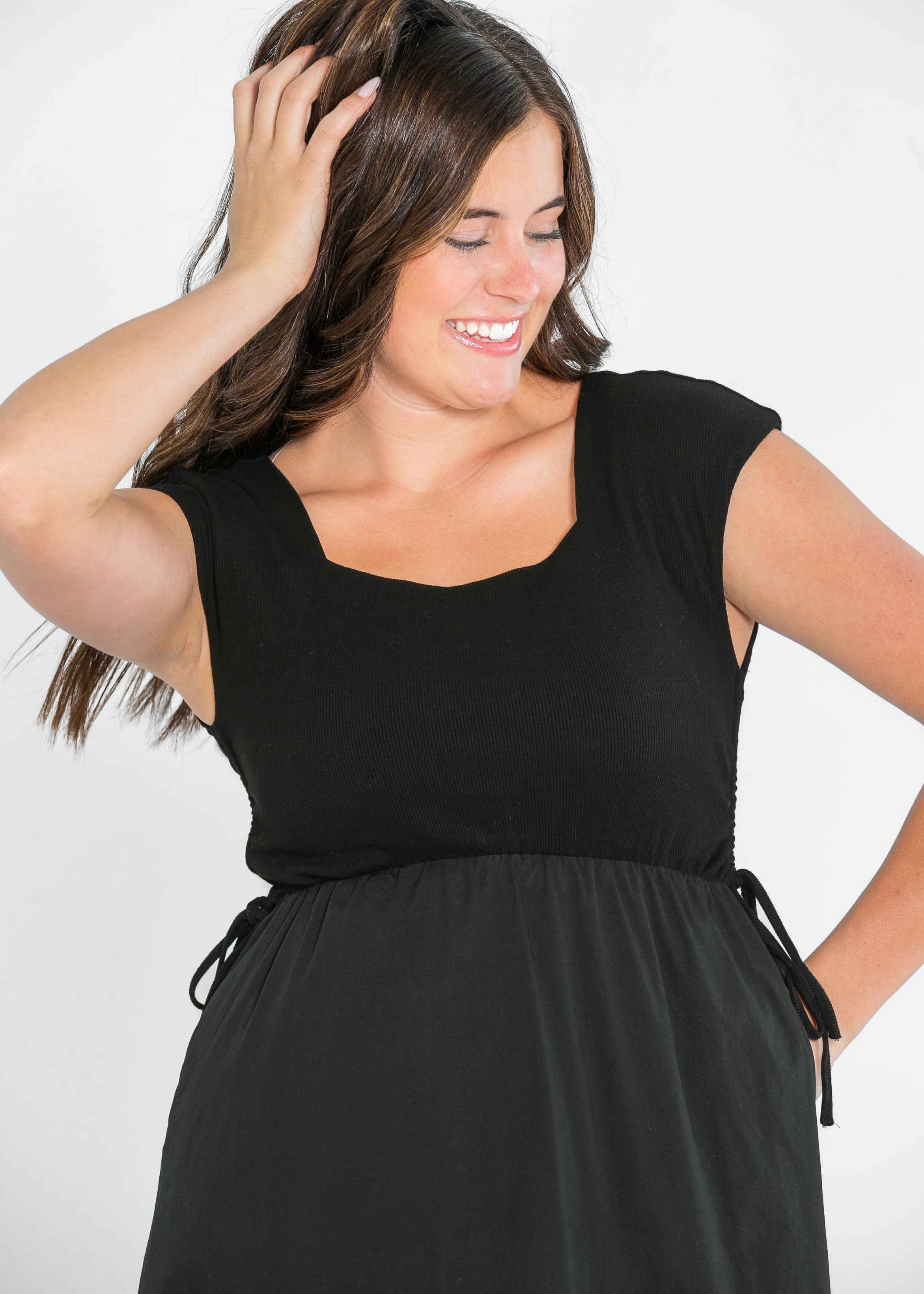 Inherit Co. Eleanor Black A-line Maxi Dress — side view