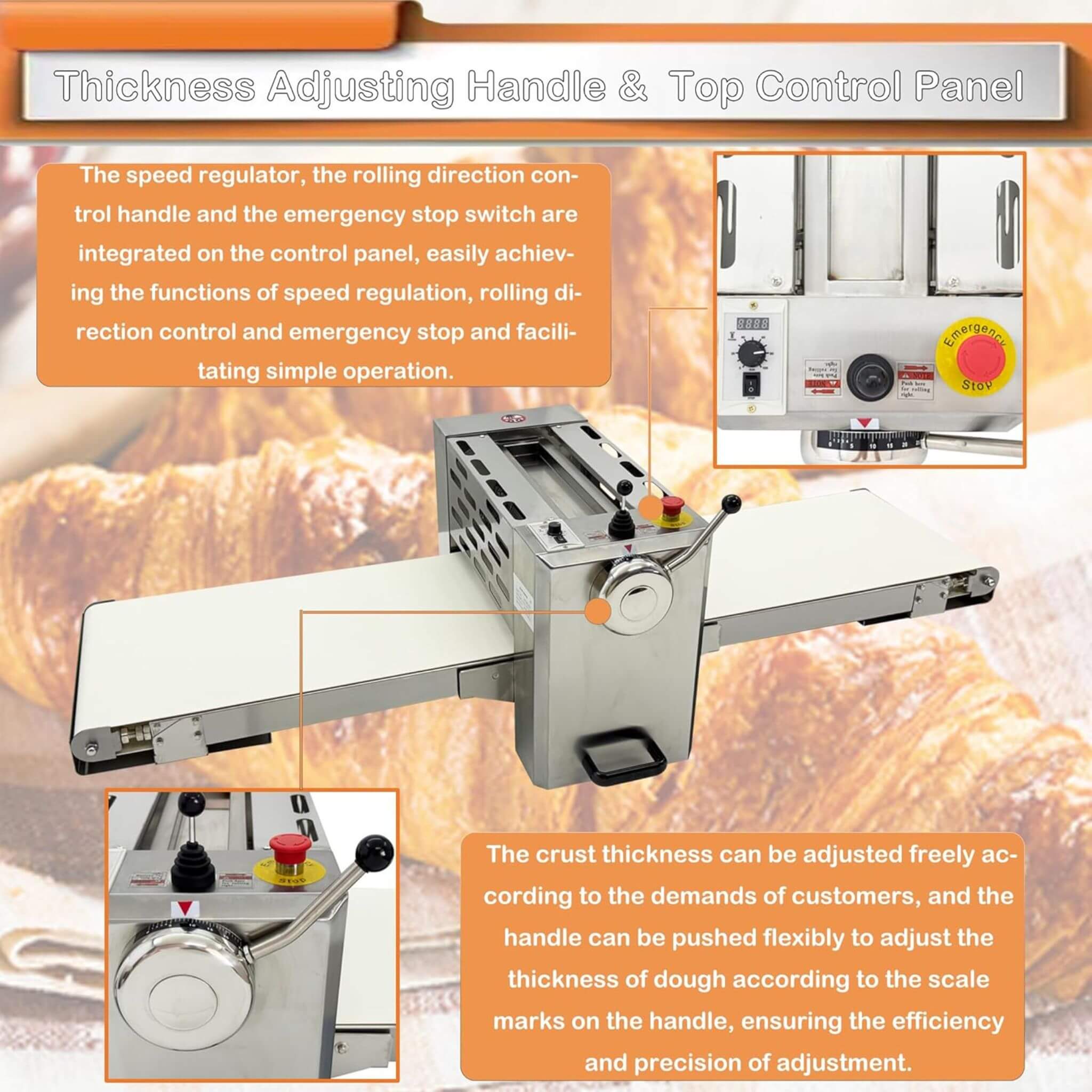 Commercial Electric 110V Foldable Stainless Steel Dough Sheeter (SAK59273) – SAKSBY WHOLESALE, view 4