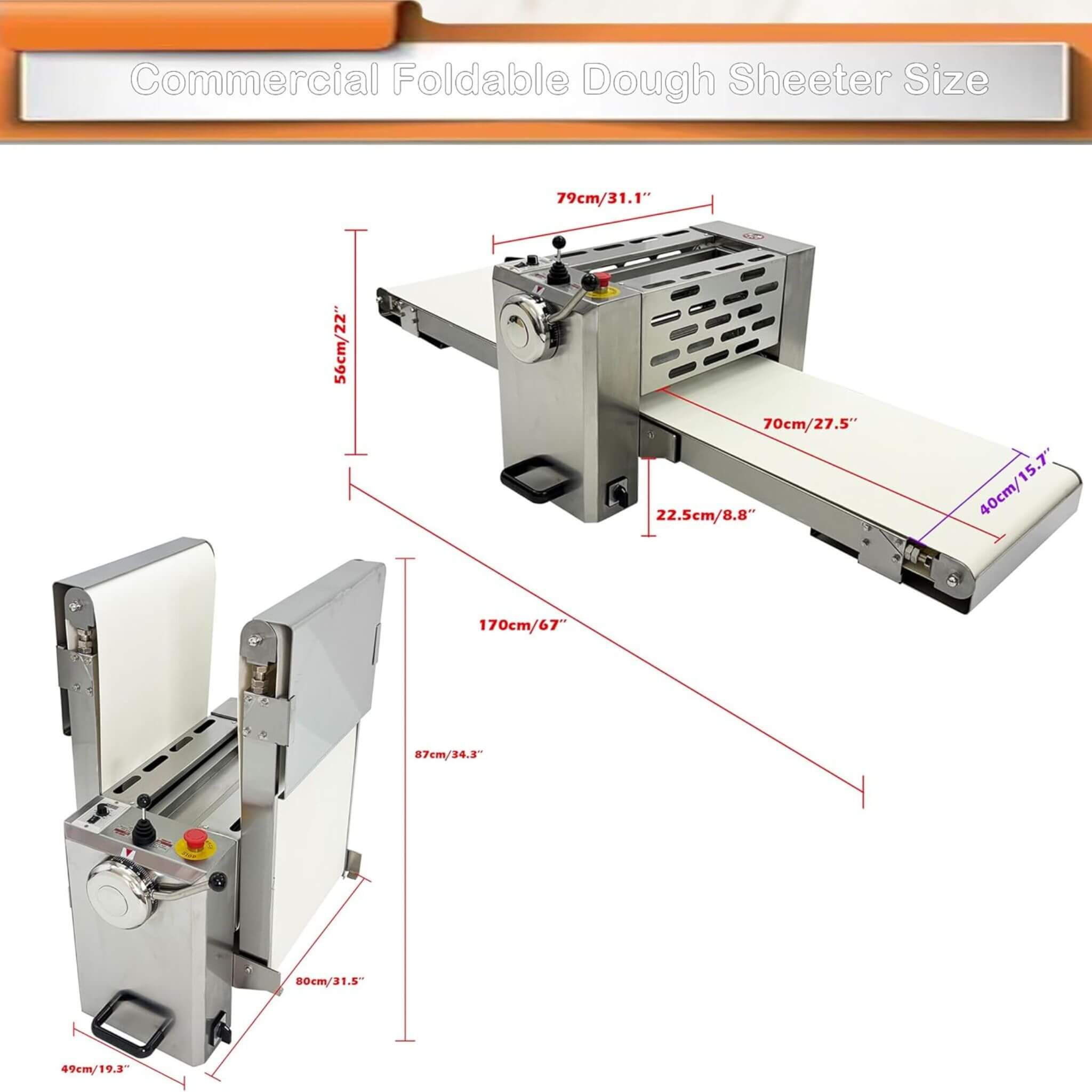 Commercial Electric 110V Foldable Stainless Steel Dough Sheeter (SAK59273) – SAKSBY WHOLESALE, view 13
