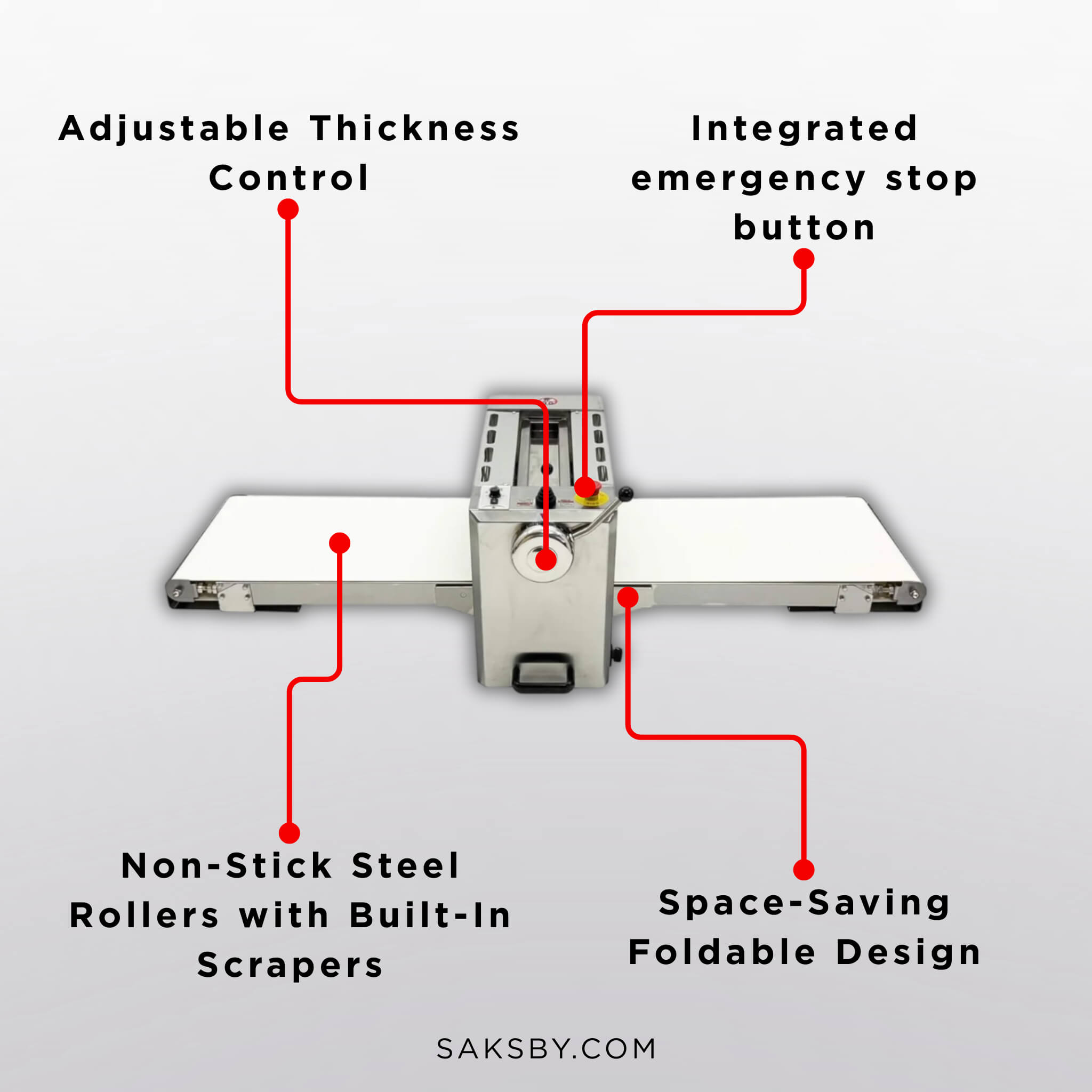 Commercial Electric 110V Foldable Stainless Steel Dough Sheeter (SAK59273) – SAKSBY WHOLESALE, view 12