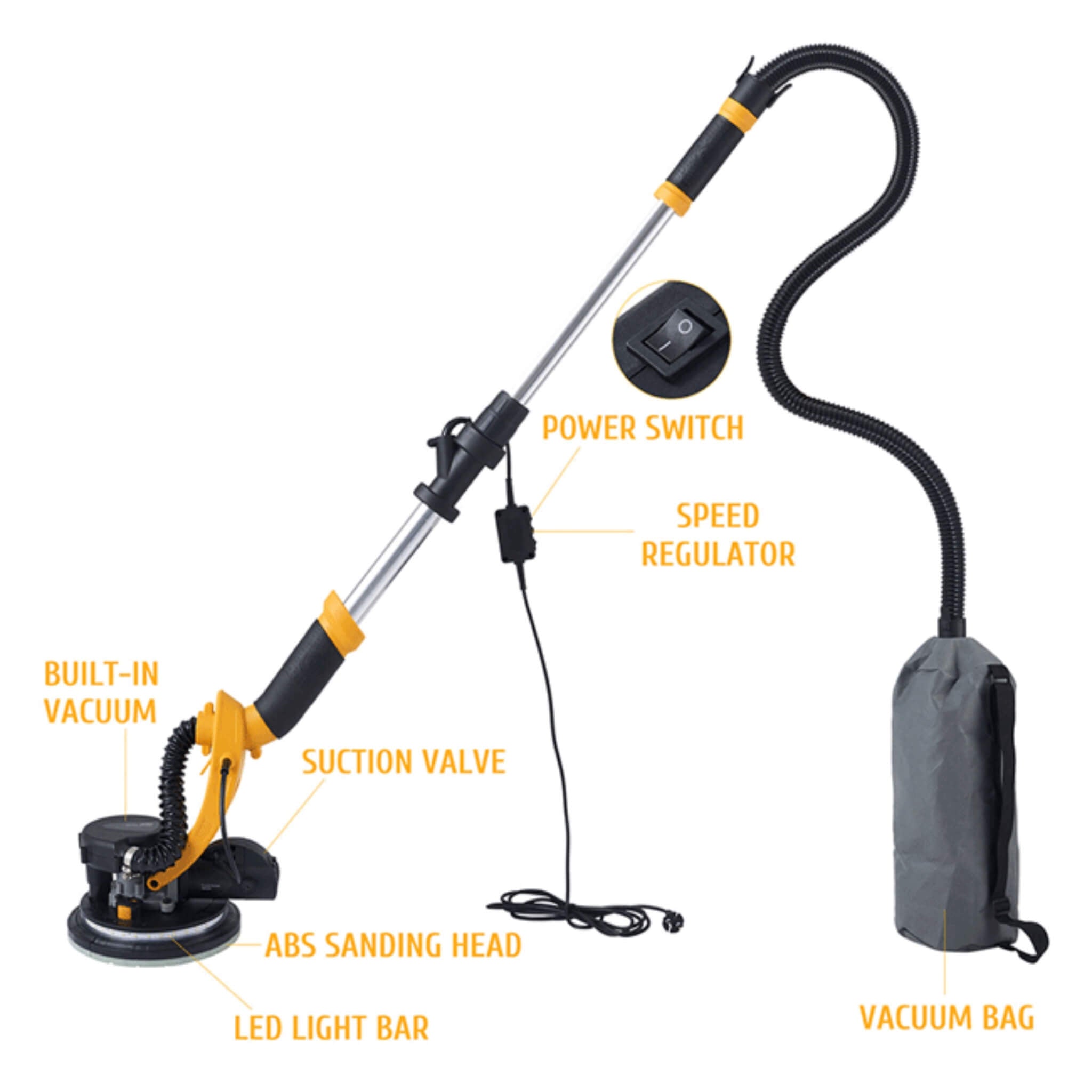 Preenex Electric Powered Drywall Sanding Machine W/ Dust Collection, 800W (SAK94763) – SAKSBY WHOLESALE, view 5