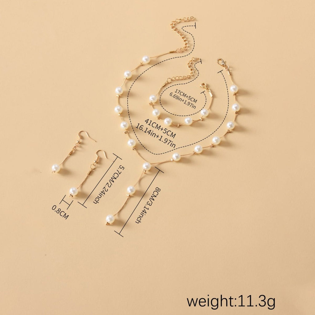 Mariam's Collection Elegance Pearl Earrings & Necklace Ensemble (MAC313) — detail shot 7