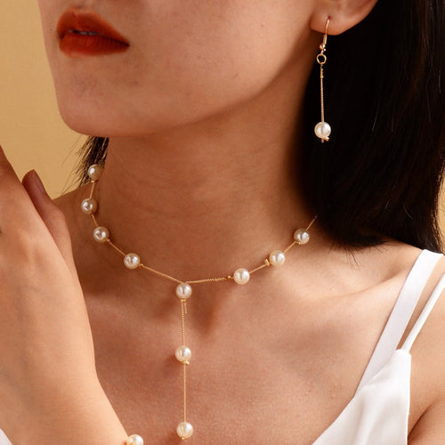 Elegance Pearl Earrings & Necklace Ensemble (MAC313)