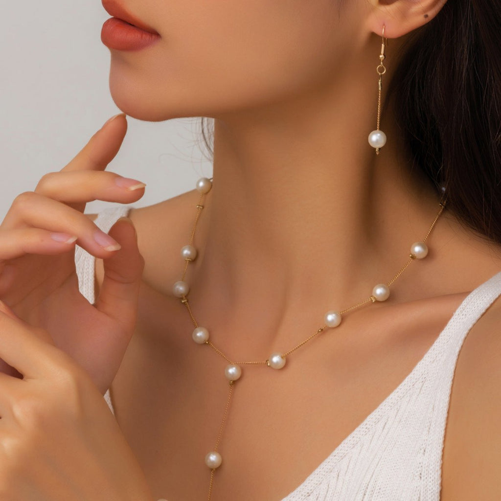 Mariam's Collection Elegance Pearl Earrings & Necklace Ensemble (MAC313) — main product shot