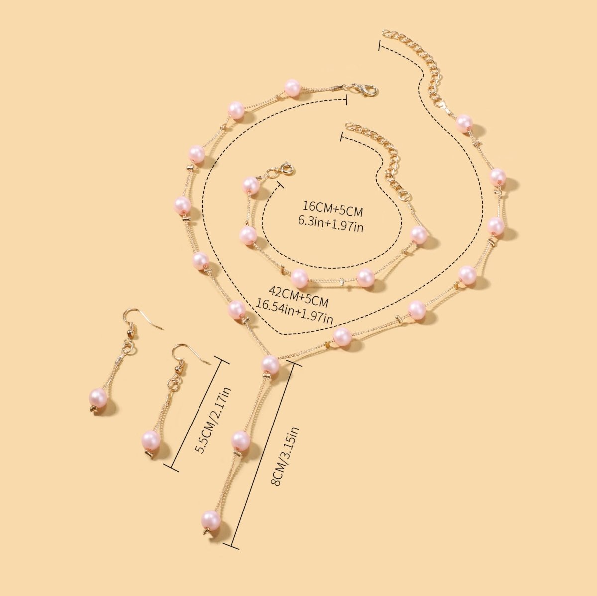 Mariam's Collection Elegance Pearl Earrings & Necklace Ensemble (MAC313) — detail shot 9