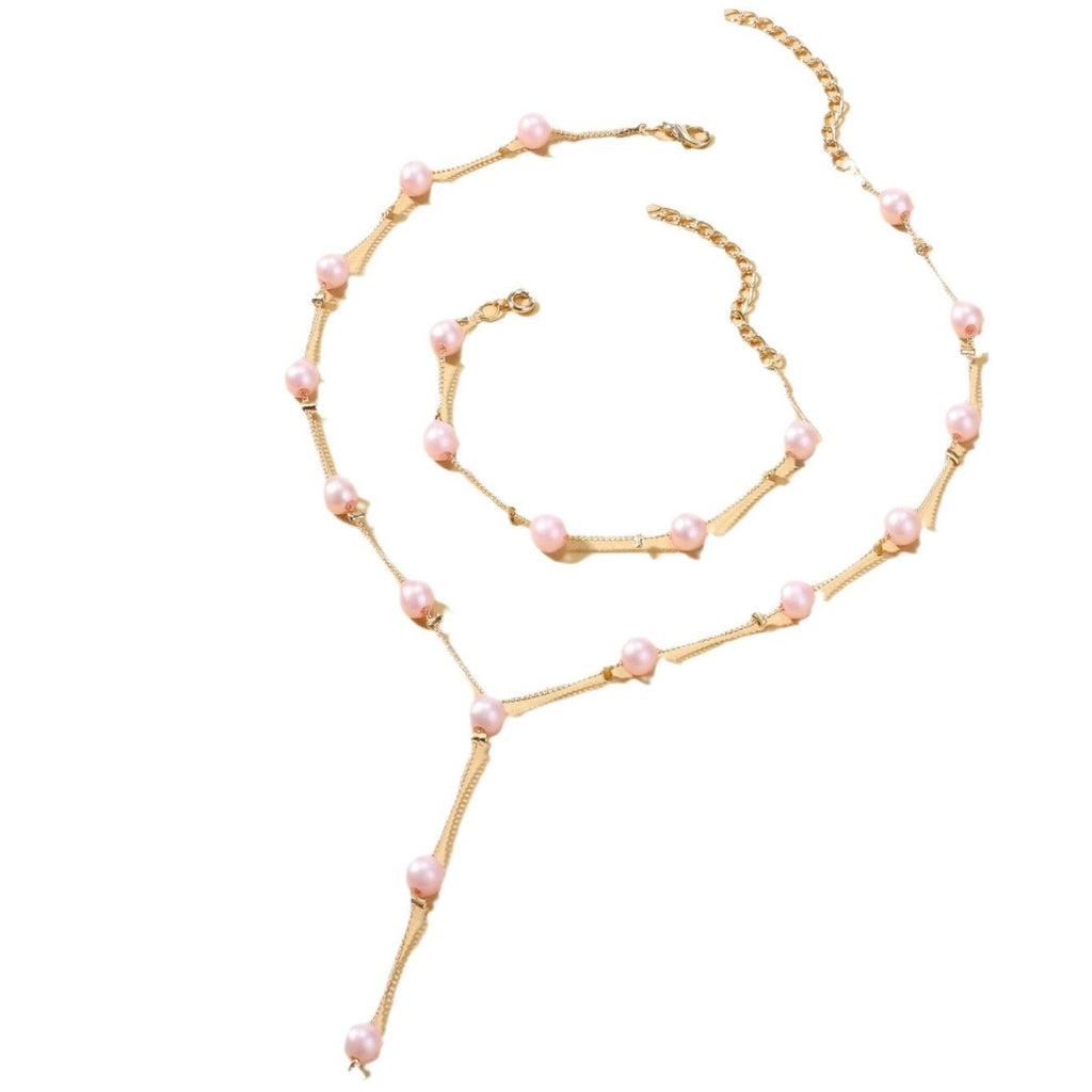 Mariam's Collection Elegance Pearl Earrings & Necklace Ensemble (MAC313) — Mariam's Collection branding close-up