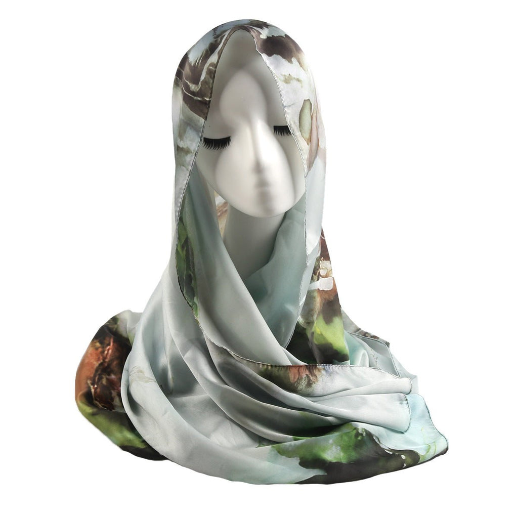 Mariam's Collection Mariam's Collection Elegance Satin Marble Print Hijab (MH172) — detail shot 10