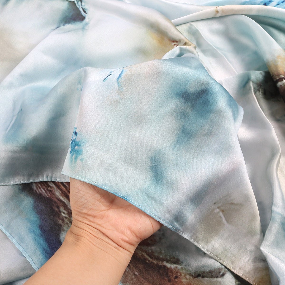 Mariam's Collection Elegance Satin Marble Print Hijab (MH172) — comparison shot